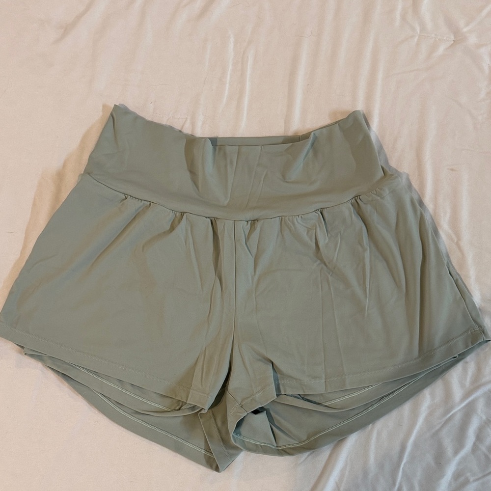 Women’s Sage Green Running Shorts with bike liner